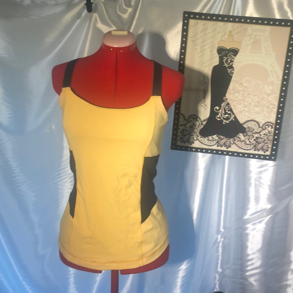 Lululemon Yellow Blue Cross Strap Tank Top